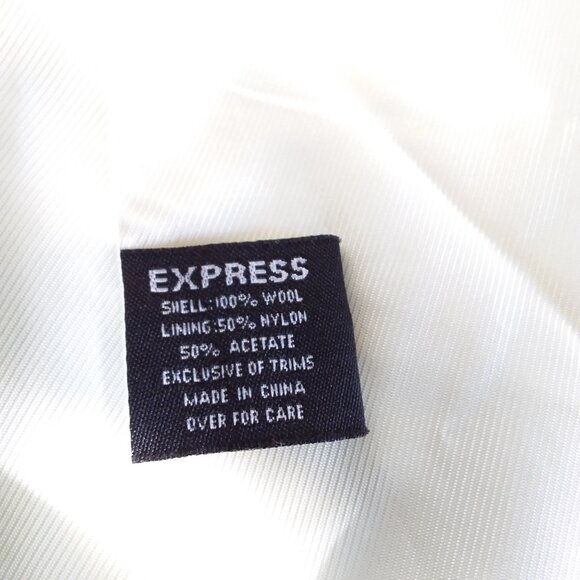 Express Wool Coat Size 5/6 Ivory Faux Fur Collar Cuffs Dressy Penny Lane Vintage - Picture 16 of 16